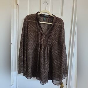 Lauren Ralph Lauren Brown Patterned Women's Top